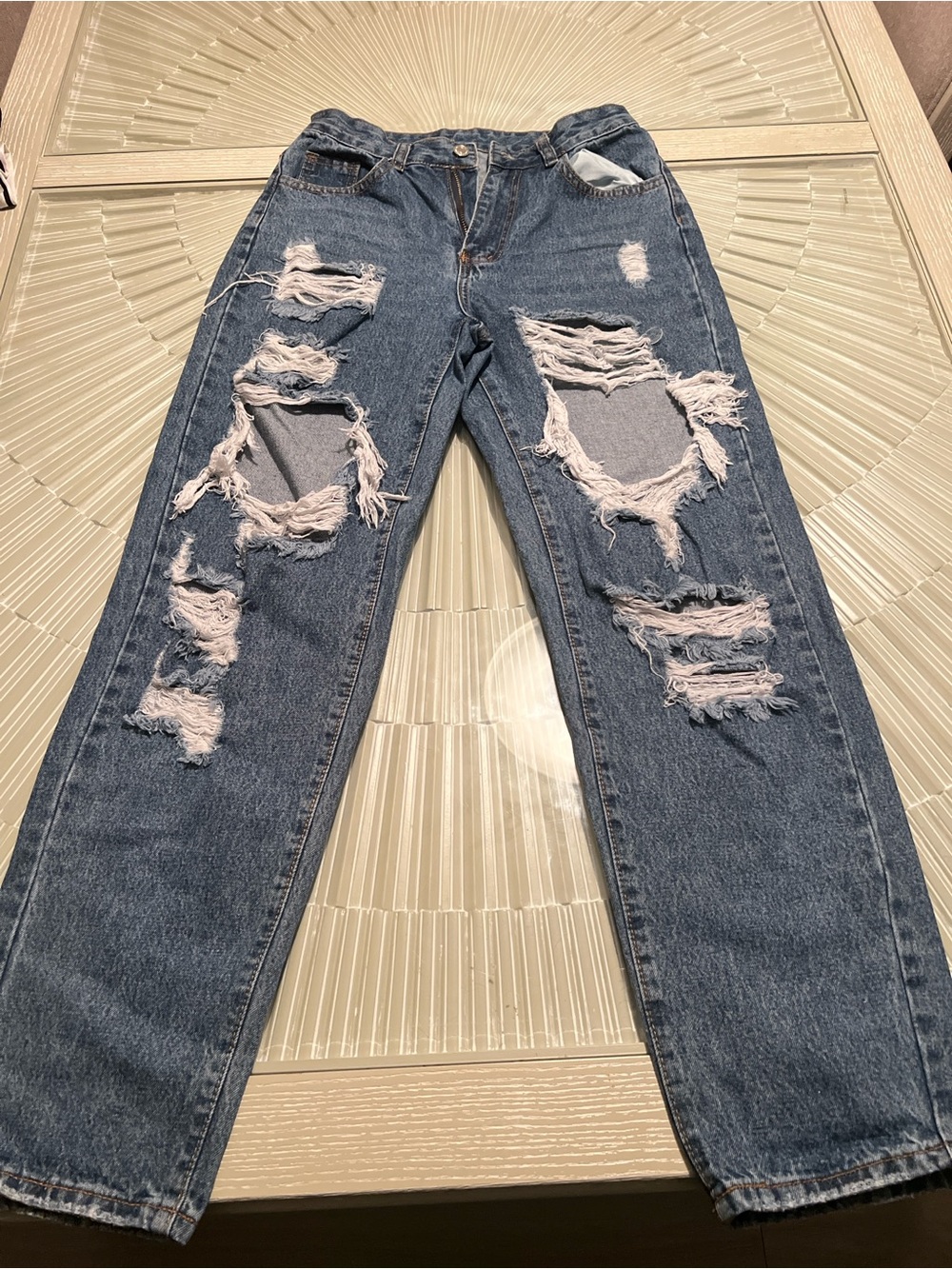 Distressed Blue Men's Ripped Jeans
